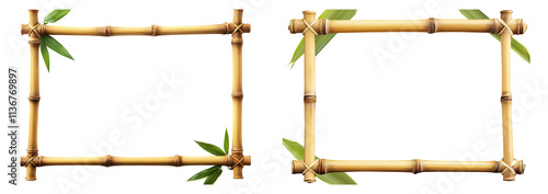 Panel kuchenny z motywem Collection set of Empty horizontal bamboo frame isolated