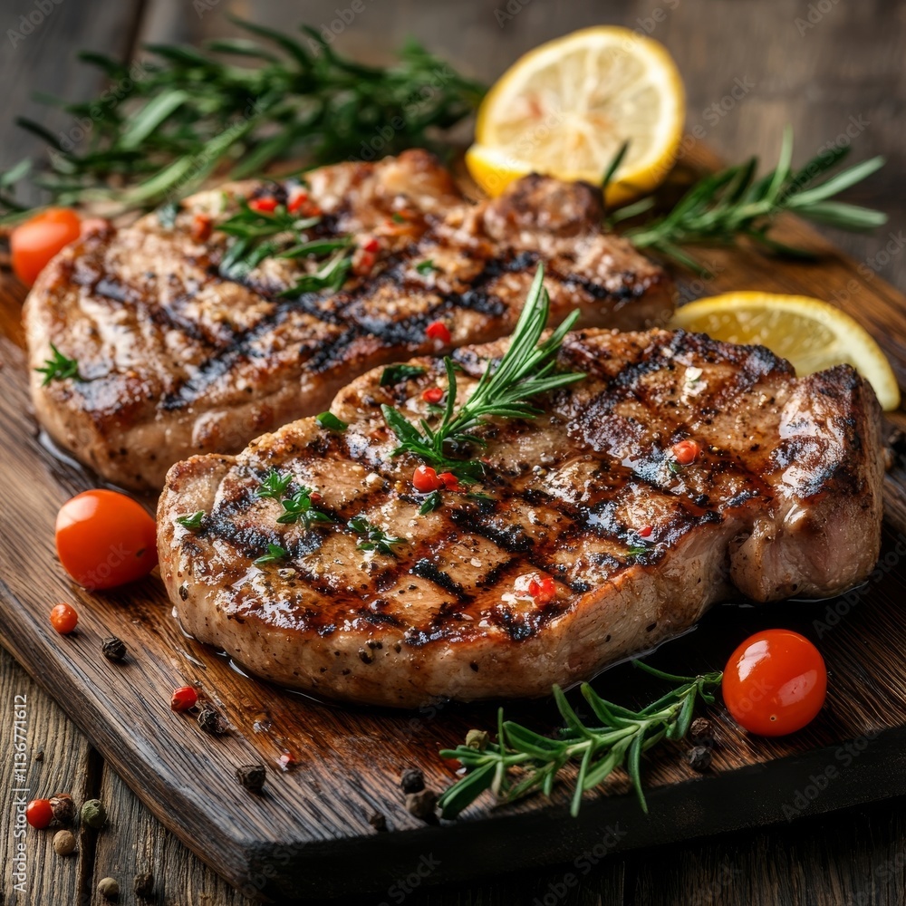Pork steak w/ spices Pork steak w/ spices