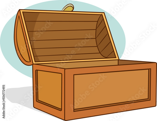 Open wooden chest cartoon icon. Treasure icon