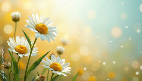 Pink flower in a field of flowers at sunset