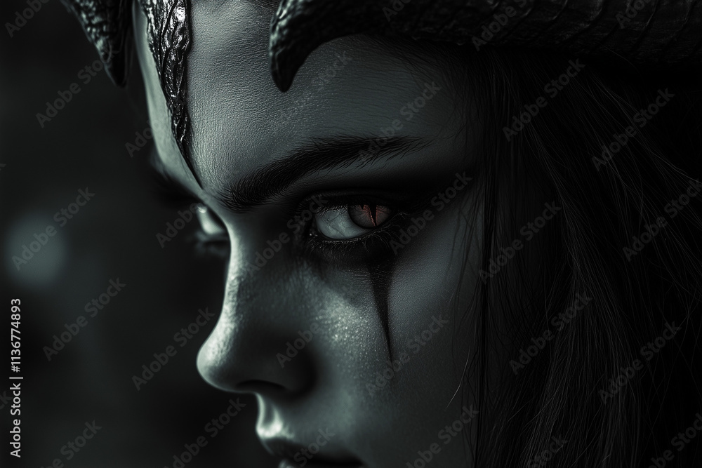 woman demon on black background woman demon on black background
