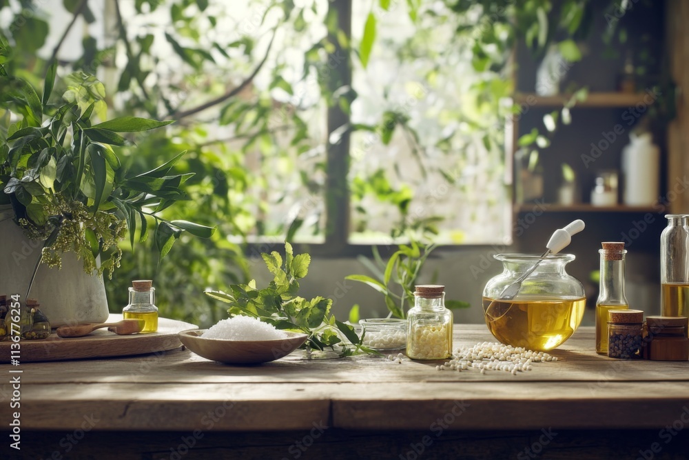 Homeopathic Remedy Preparation Scene Homeopathic Remedy Preparation Scene