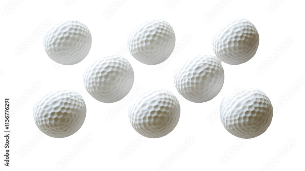 Eight Golf Balls Close up White Sport Game Recreation Leisure Texture Dimpled Sp Eight Golf Balls Close up White Sport Game Recreation Leisure Texture Dimpled Sp
