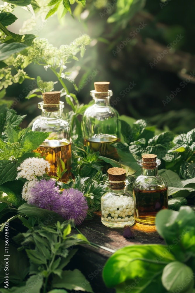 Homeopathic Plants in a Lush Garden Homeopathic Plants in a Lush Garden
