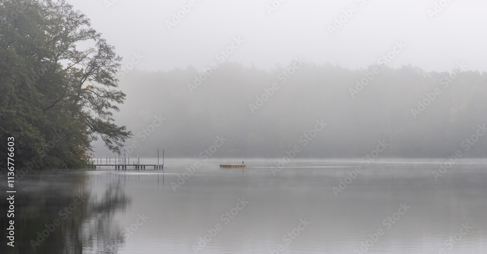 Nebel am Tegeler See, Berlin, Deutschland