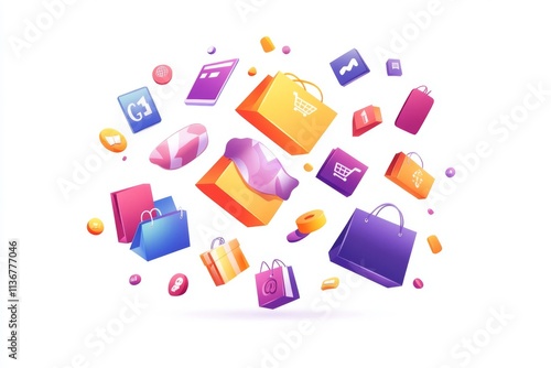 digital shopping abstract icons illustration