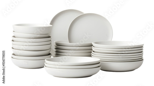 Stacked White Dinnerware Set  Plates  Bowls  Kitchenware  Tableware  Crockery  Dishes  Din