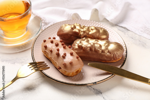 Gourmet chocolate eclairs w...