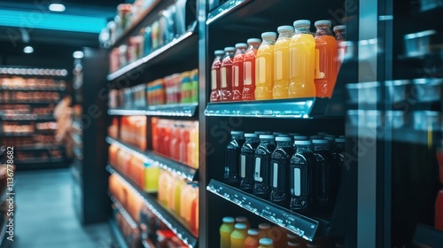 Wallpaper Mural Vibrant Drinks Displayed in a Grocery Store Refrigerator Torontodigital.ca