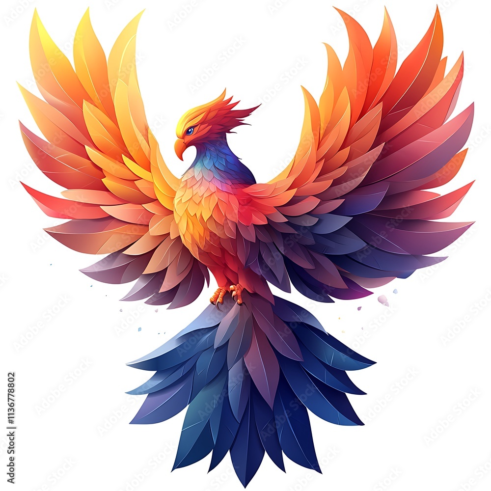 Fototapeta premium A Colorful Phoenix Bird With Artistic Wings