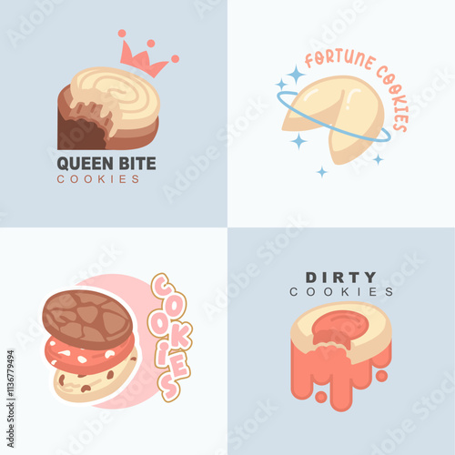 Modern fortune cookies and cookies logo branding shop