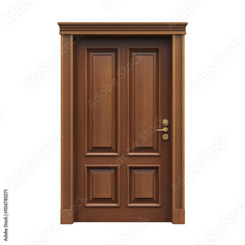 wooden door isolated on white