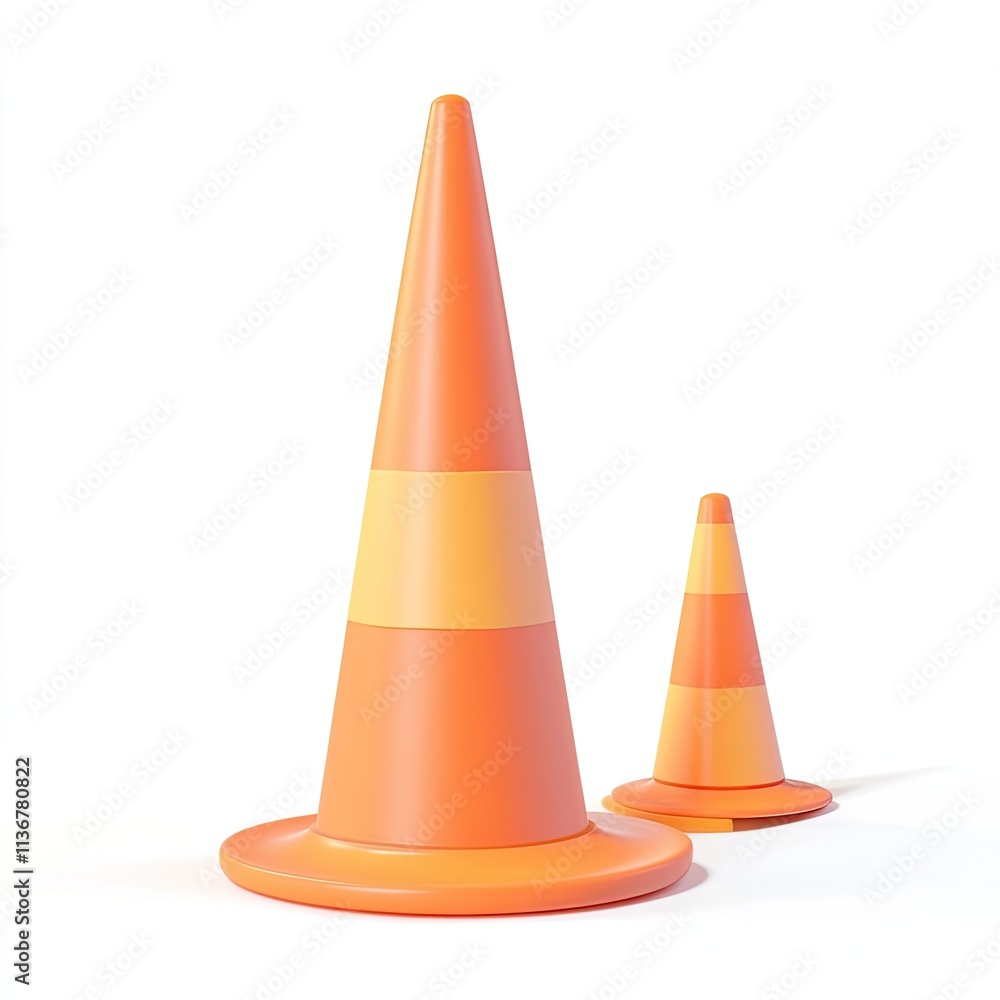 3D rendering of traffic cones isolated transparent background png 3D rendering of traffic cones isolated transparent background png