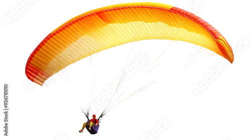 Paragliding Adventure  Extreme Sports  Aerial View  Orange Parachute  Solo Flight  Freedom