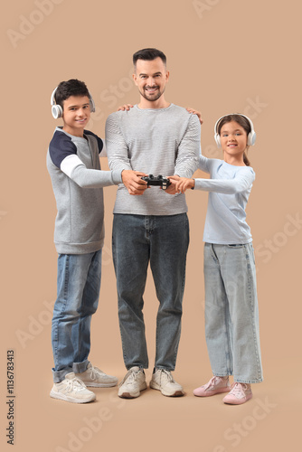 Father with his children in...