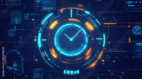 Wallpaper Mural A cyber class schedule icon surrounded by time management data, symbolizing online class management platforms, real-time scheduling tools, and student organization resources.  Torontodigital.ca