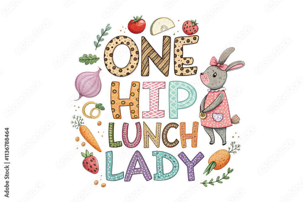 Naklejka premium Lunch Lady Sublimation Bundle