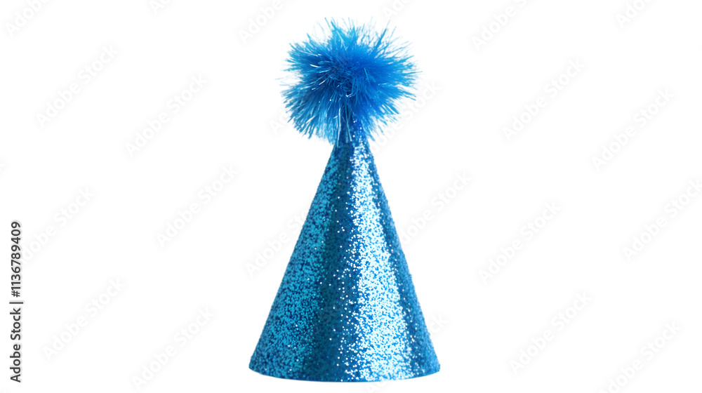 Festive Blue Glitter Party Hat with Pom Pom Celebration Supplies Festive Blue Glitter Party Hat with Pom Pom Celebration Supplies