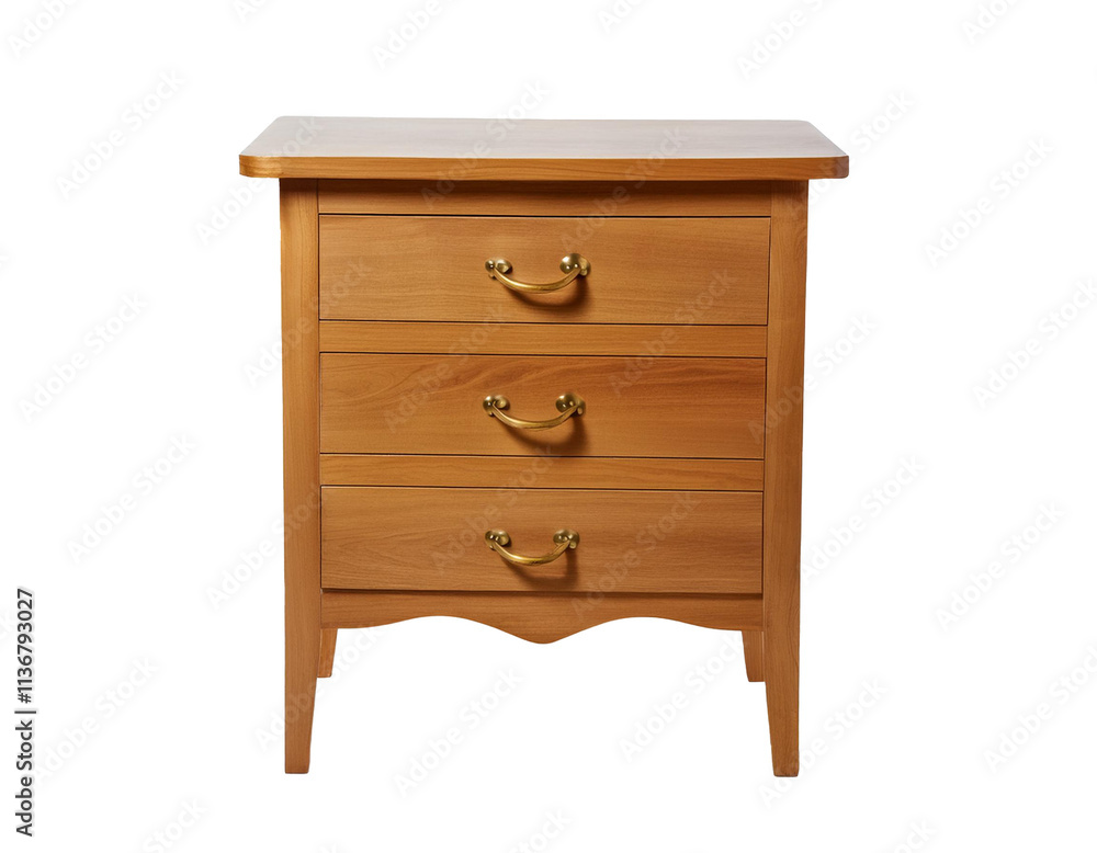 Wood nightstand isolated on white background, cutout Wood nightstand isolated on white background, cutout