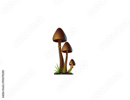 Cartoon forest mushrooms with a long stem. Vector illustration