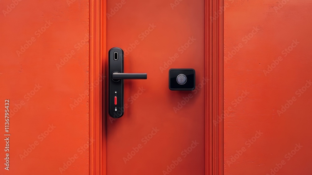 Modern Tech Gadgets A smart door lock with fingerprint recognition and remote access Isolated solo on plain background Modern Tech Gadgets A smart door lock with fingerprint recognition and remote access Isolated solo on plain background