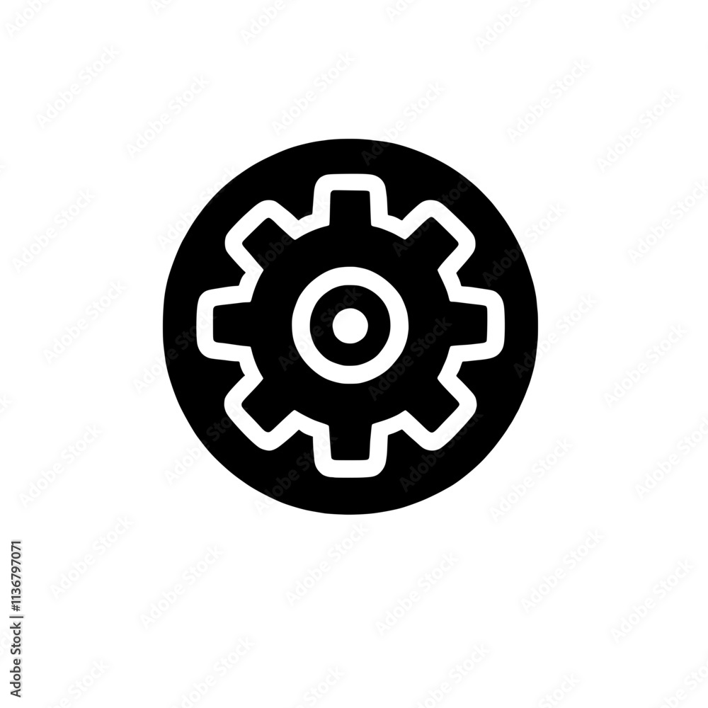 Gear Icon: A simple yet powerful gear icon, a symbol of machinery, mechanics, and the process of innovation. Gear Icon: A simple yet powerful gear icon, a symbol of machinery, mechanics, and the process of innovation.