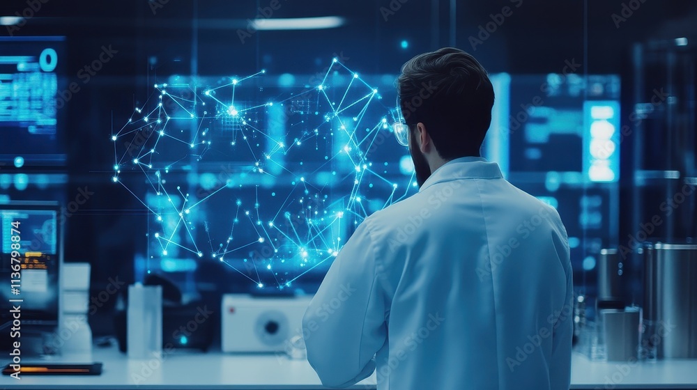 Futuristic Technology Visualization in a Darkened Room Futuristic Technology Visualization in a Darkened Room