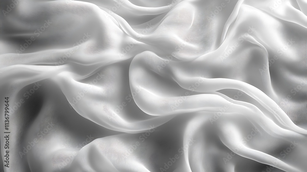 Draped White Fabric Soft Gentle Texture Waves Draped White Fabric Soft Gentle Texture Waves