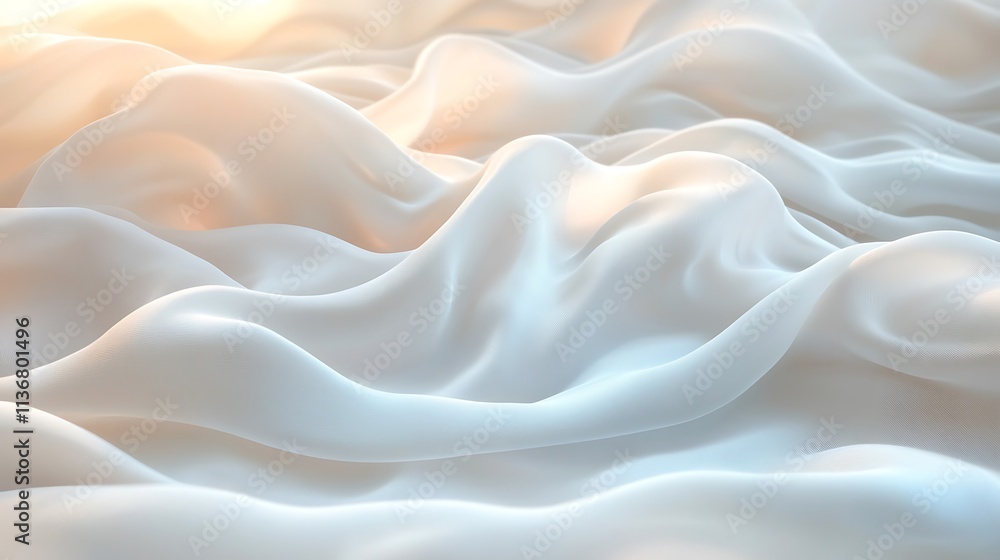 Obraz premium Soft White Fabric Draped in Gentle Waves