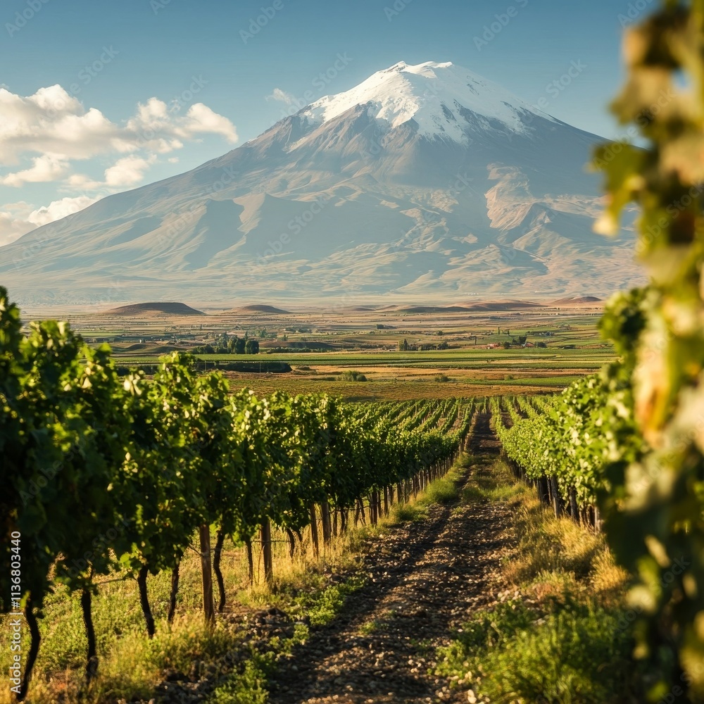 Naklejka premium Vineyard, Ararat's gaze, Armenia