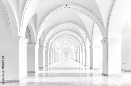 White arched colonnade vanishing point.