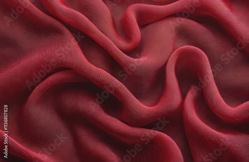 Wavy red fabric, flowing. photo