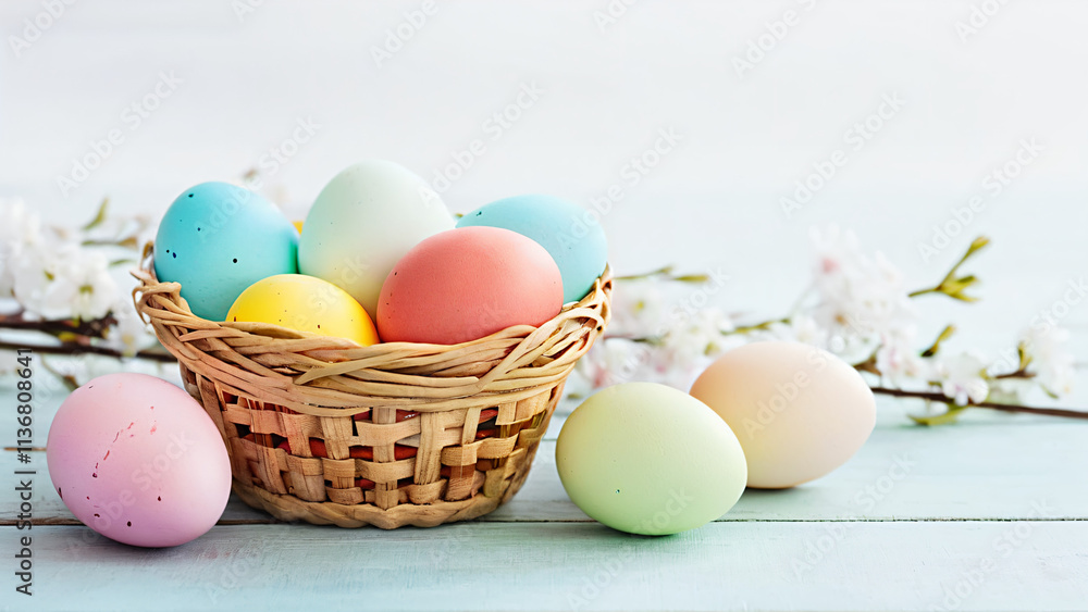 easter eggs in a basket easter eggs in a basket