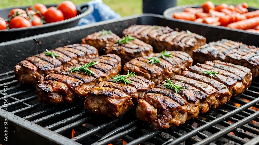 grilled meat on the grill grilled meat on the grill