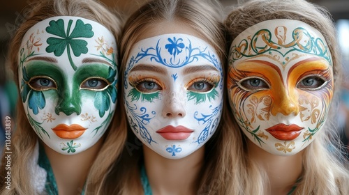 St. Patrick's Day Celtic designs painted on masks photo