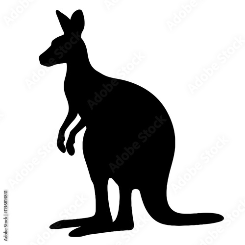 Silhouette of kangaroo against white background, minimalist design