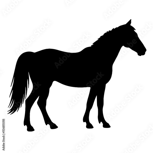 Silhouette of a thoroughbred horse standing elegantly, artistic representation