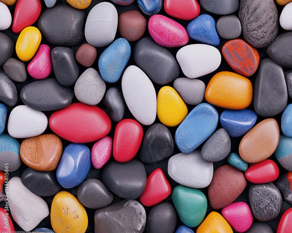 A vibrant collection of colorful pebbles featuring various shapes and textures, perfect for decorative purposes. A vibrant collection of colorful pebbles featuring various shapes and textures, perfect for decorative purposes.