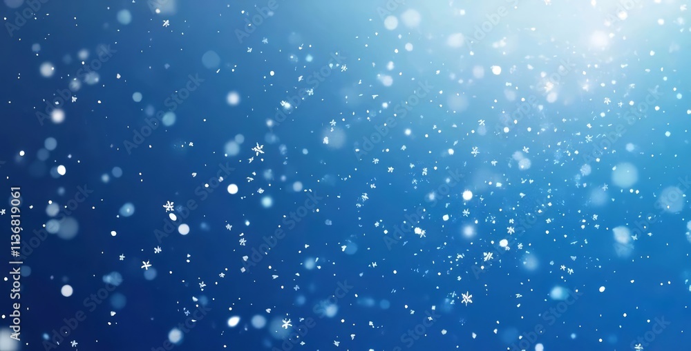 Blue light snow falling with bokeh. Blue light snow falling with bokeh.