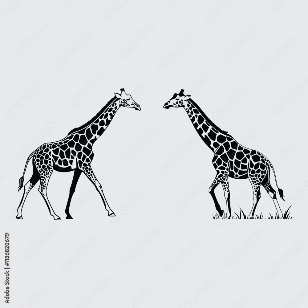 Obraz premium giraffe image silhouette vector art and illustration