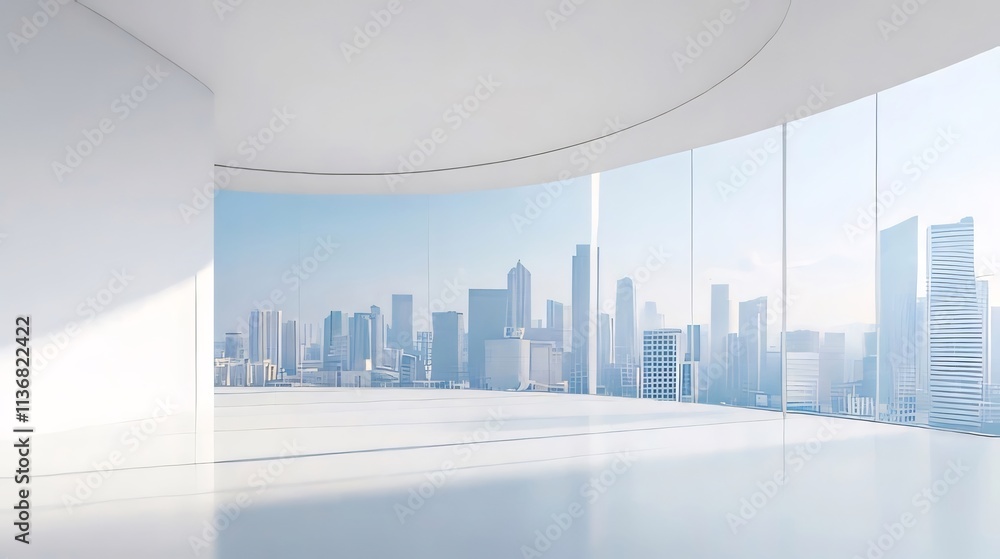 Modern empty room with panoramic city view. Modern empty room with panoramic city view.
