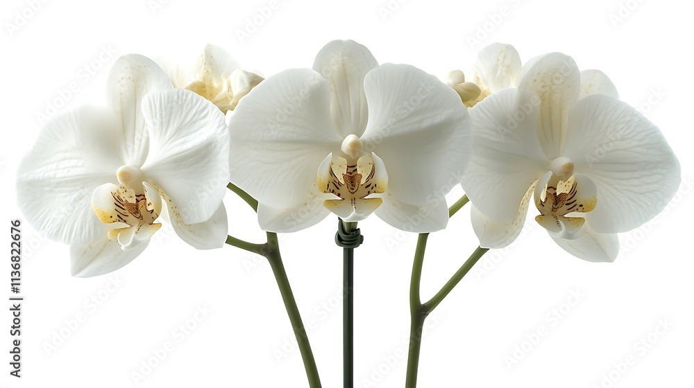 Three Elegant White Orchids Blooming Beautifully Three Elegant White Orchids Blooming Beautifully