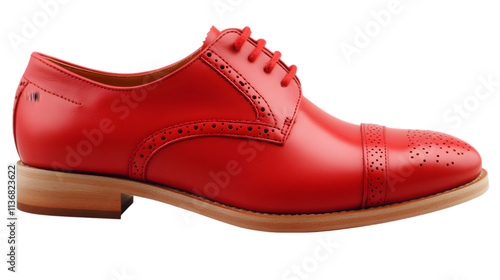 Stylish Red Leather Brogue Oxford Shoe  Formal Footwear  Elegant Design photo