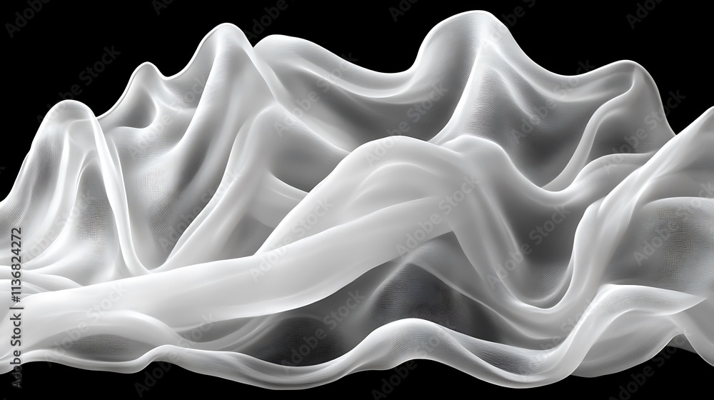 Fototapeta premium White Fabric Draped in Abstract Waves