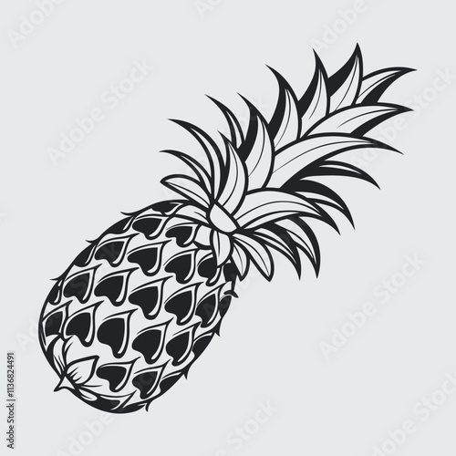pineapple image silhouette vector art and illustration
