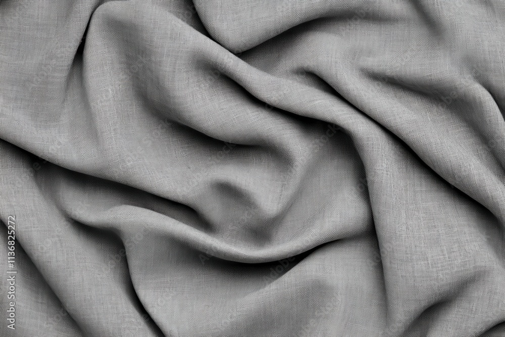 Fototapeta premium Close-up of soft, wrinkled gray fabric, showcasing texture and depth.