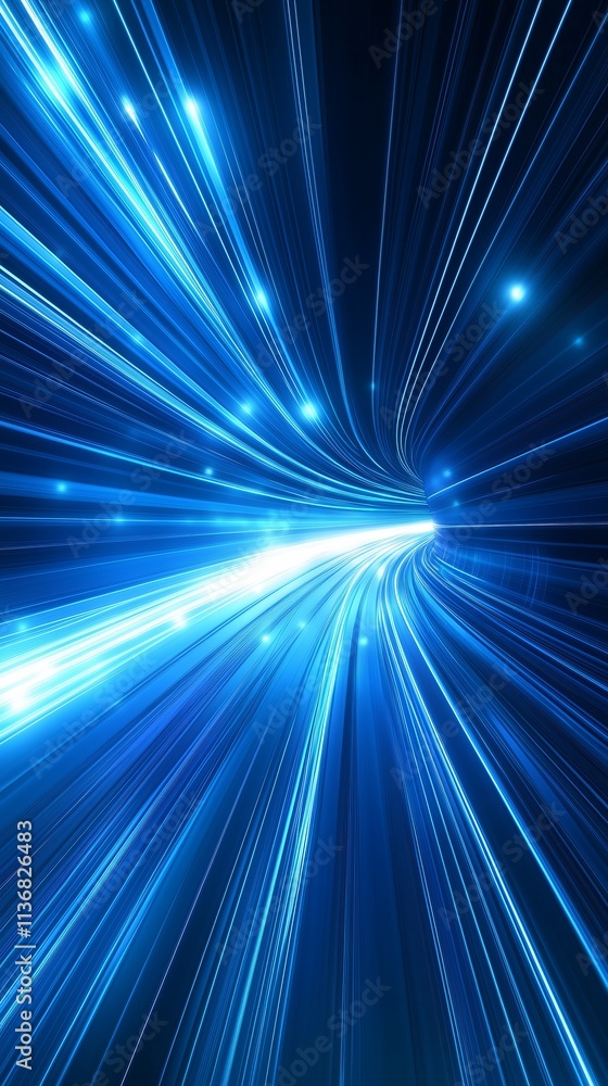 Obraz premium Blue light rays radiating out from the center of an abstract background