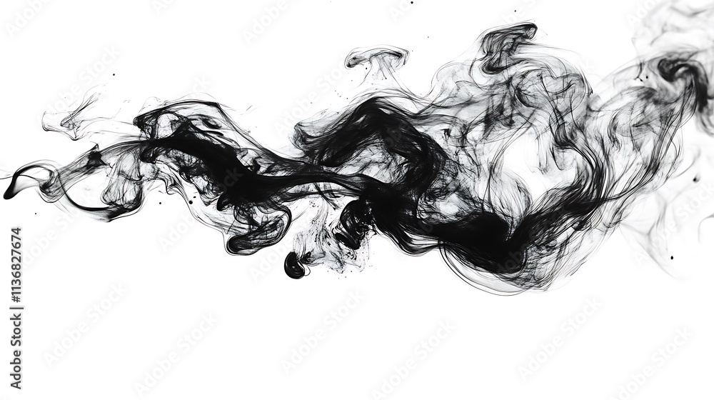 Abstract Black Ink Swirls In Water Design Abstract Black Ink Swirls In Water Design