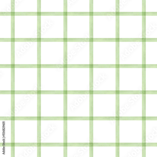 Gingham seamless pattern watercolor illustration isolated from background