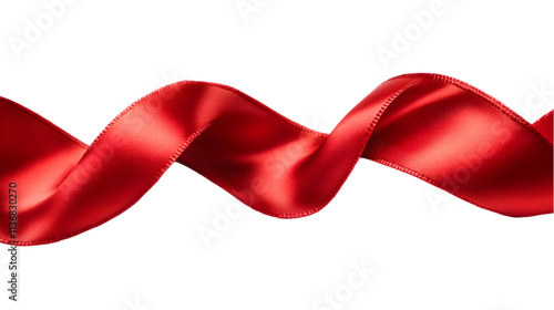 Elegant Red Satin Ribbon Swirl  Festive Decoration  Luxury Fabric Texture  Gift Wrap  Holi